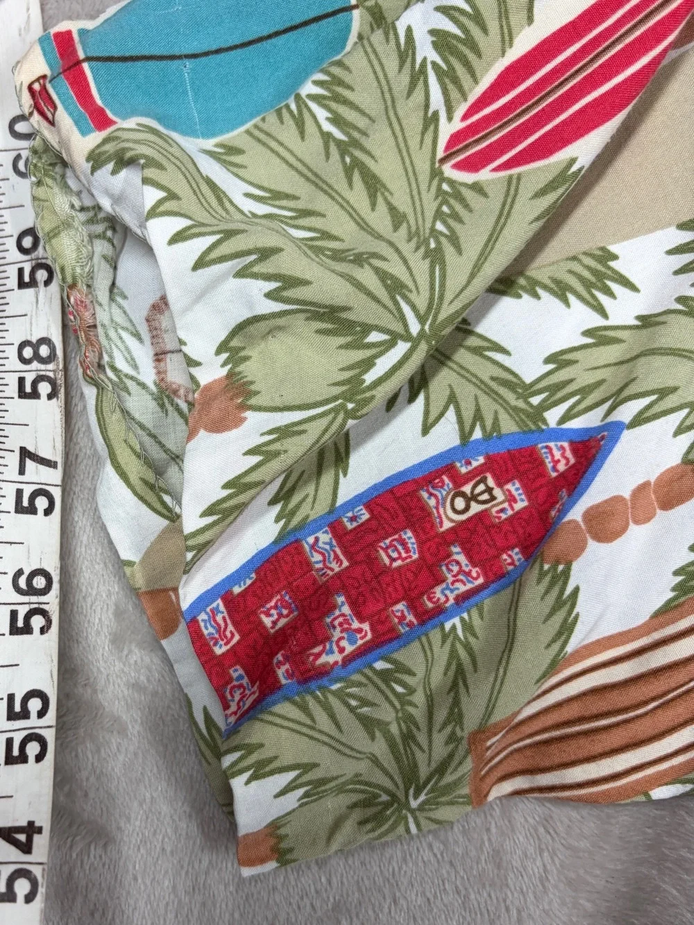 Vintage Reyn Spooner Hawaiian Surfboard Tropical White Cream Collared Shirt S